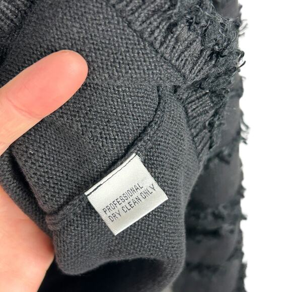 Michael Simon Long Sleeve Y2K Vintage Black Collared Fringe Cardigan Sweater M - Picture 5 of 5